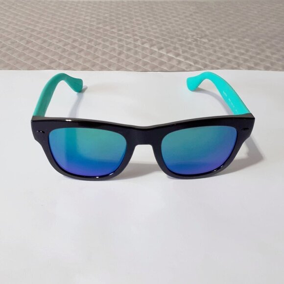 NWOT Havaianas shiny black & matte aqua teal mirrored lens sunglasses - Picture 4 of 6